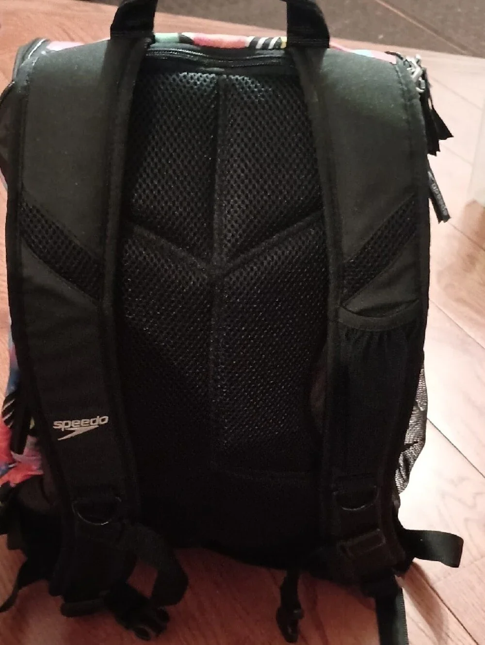 Speedo Multicolor Geometric Pink Teal Yellow Backpack